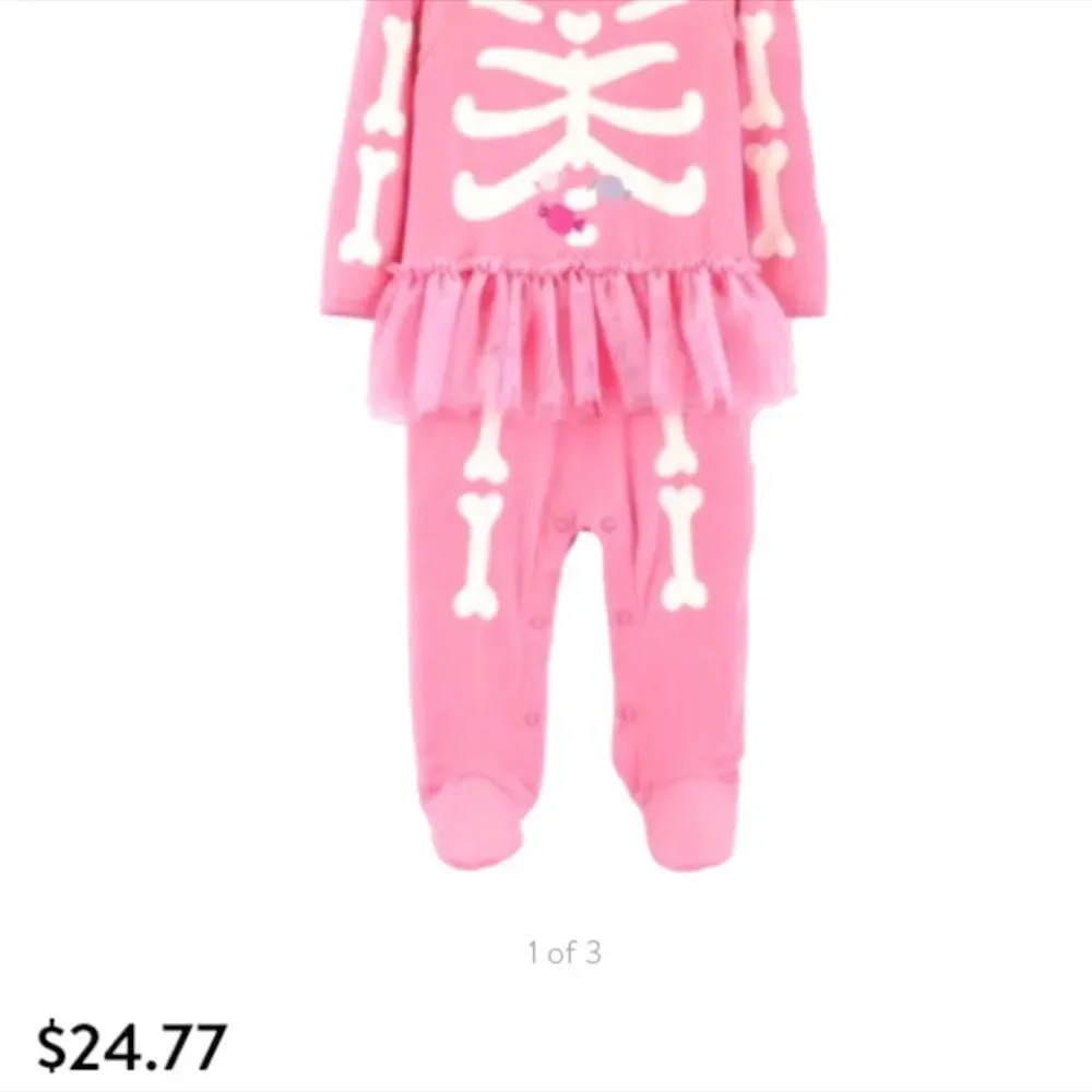 𝅺NWT PINK CANDY TUMMY SKELETON HALLOWEEN SLEEPER
